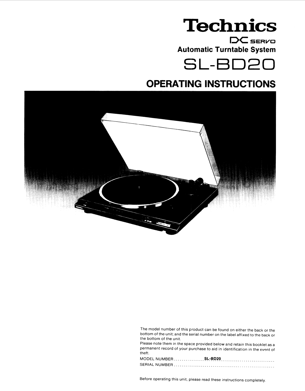 Panasonic SL-BD20 Operation Manual