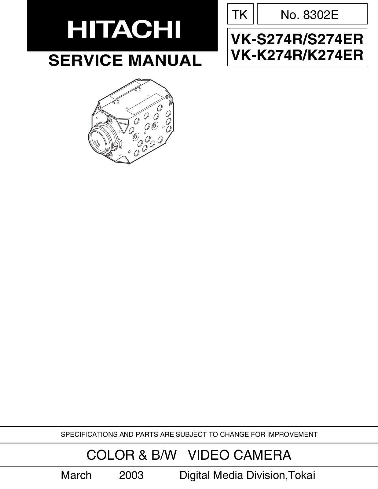 Hitachi vk-s274r Service Manual