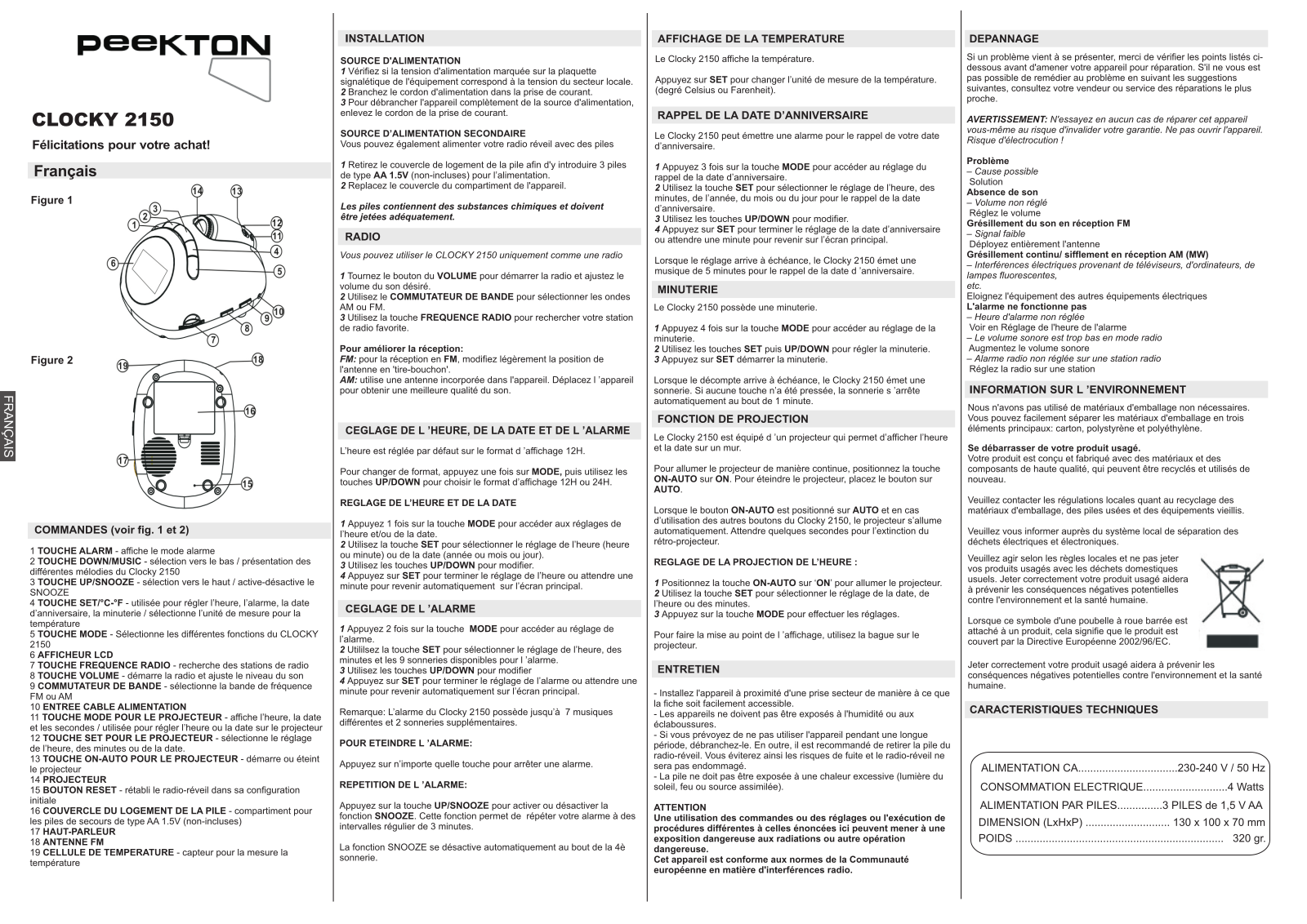 PEEKTON Clocky 2150 User Manual