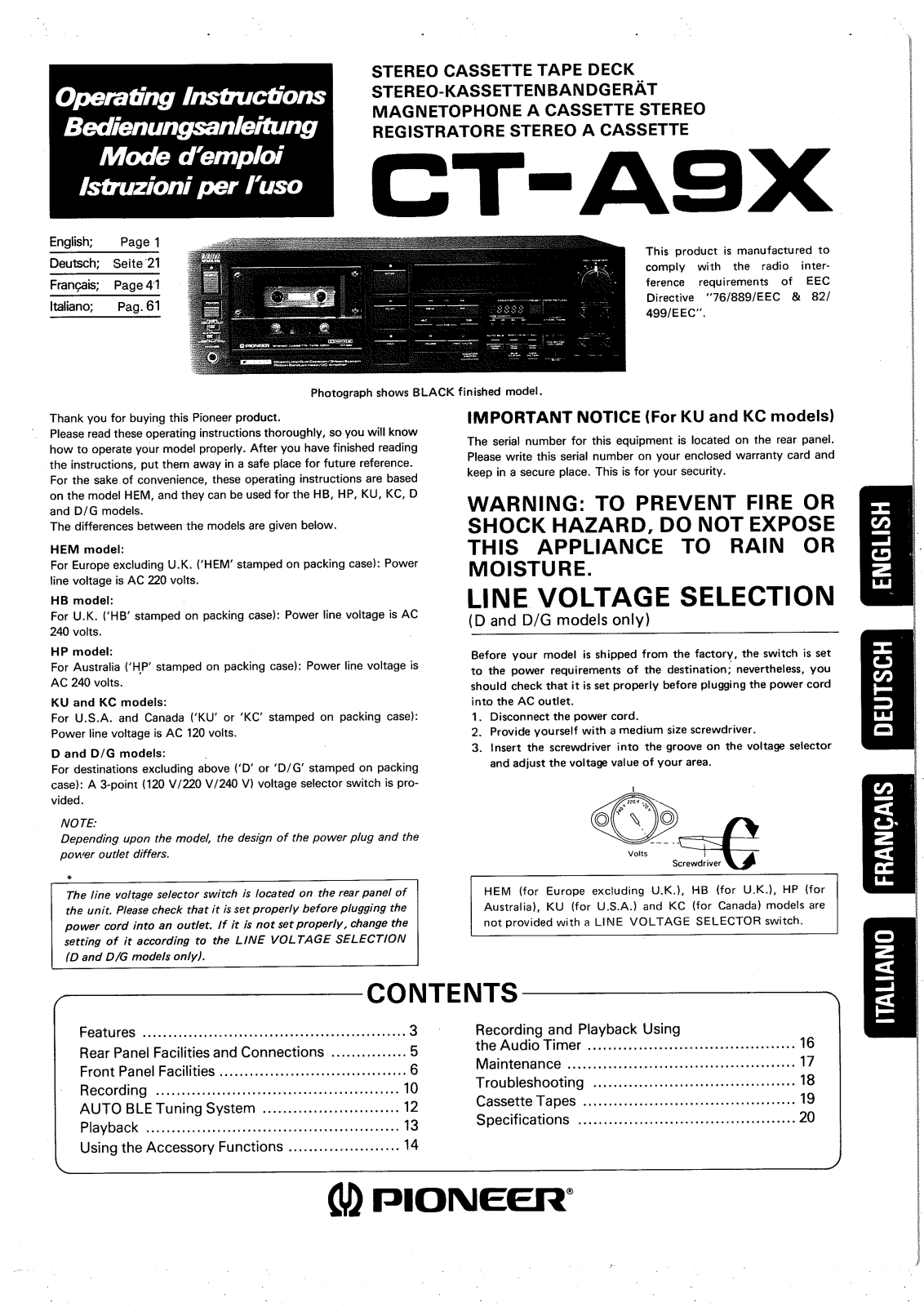 Pioneer CT-A9X User Manual