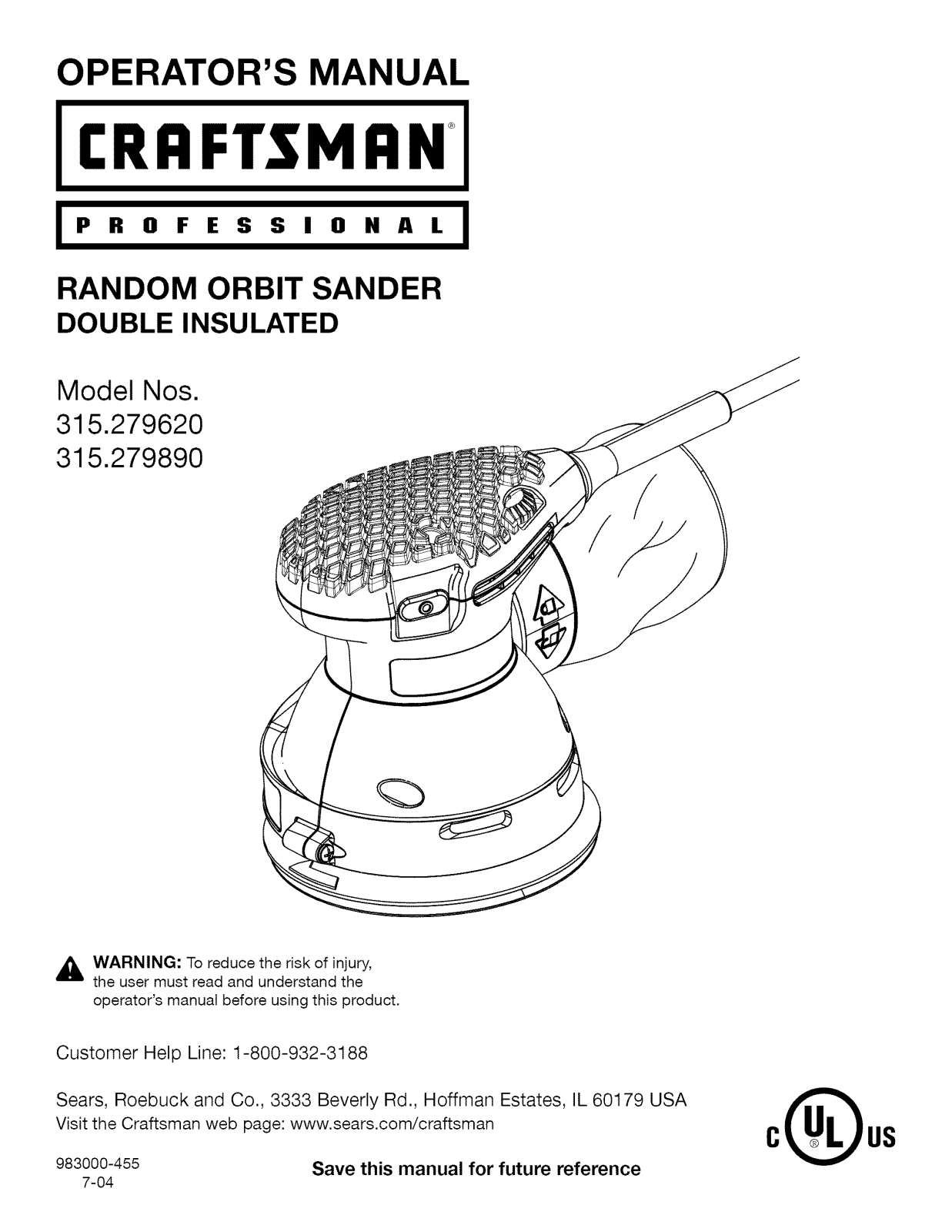 Craftsman 315279890, 315279620 Owner’s Manual