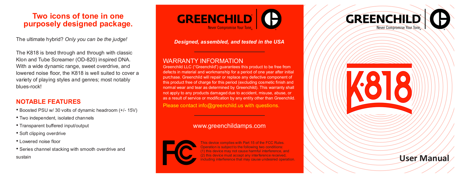 Greenchild K818 User Manual