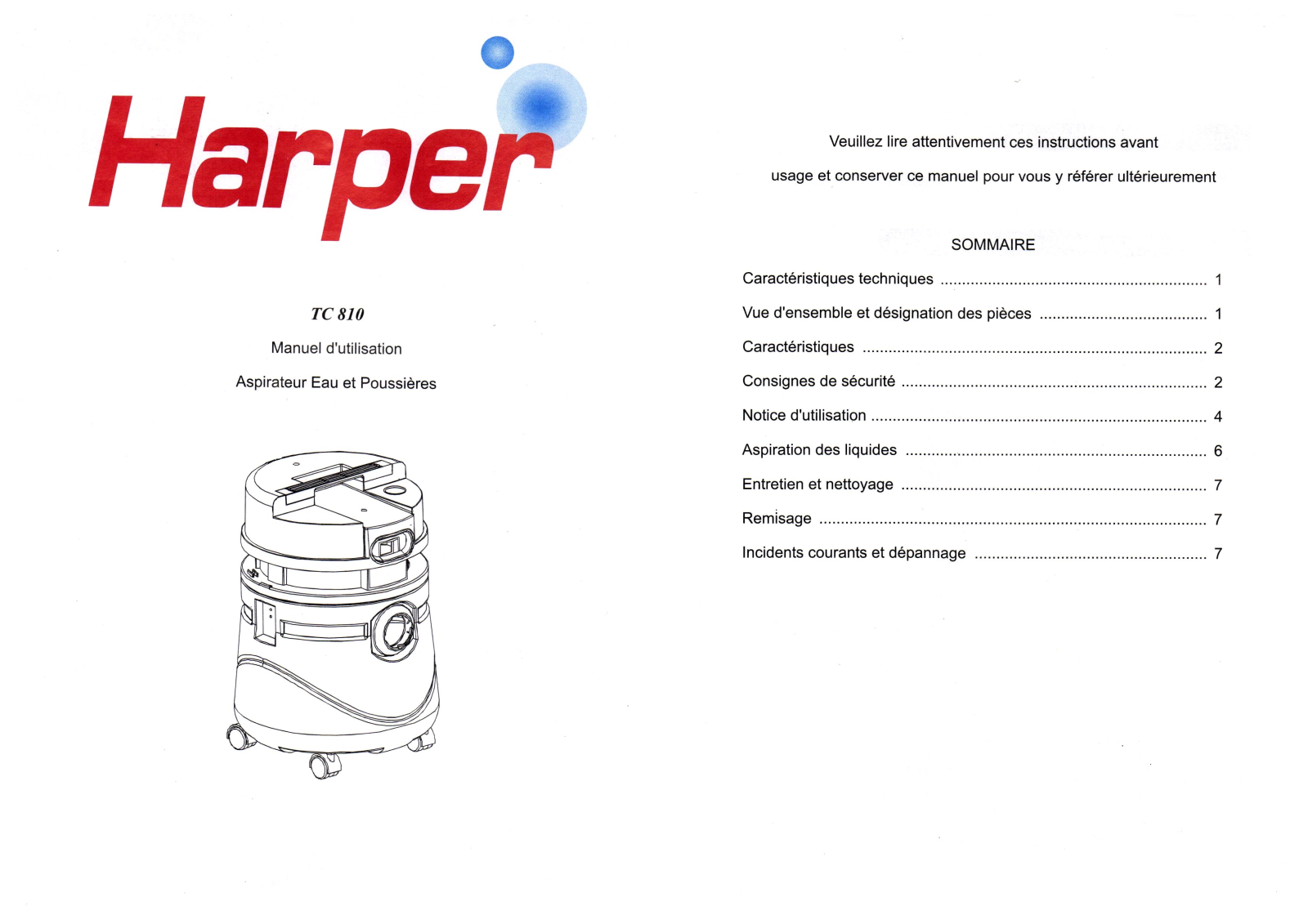 HARPER TC 810 User Manual