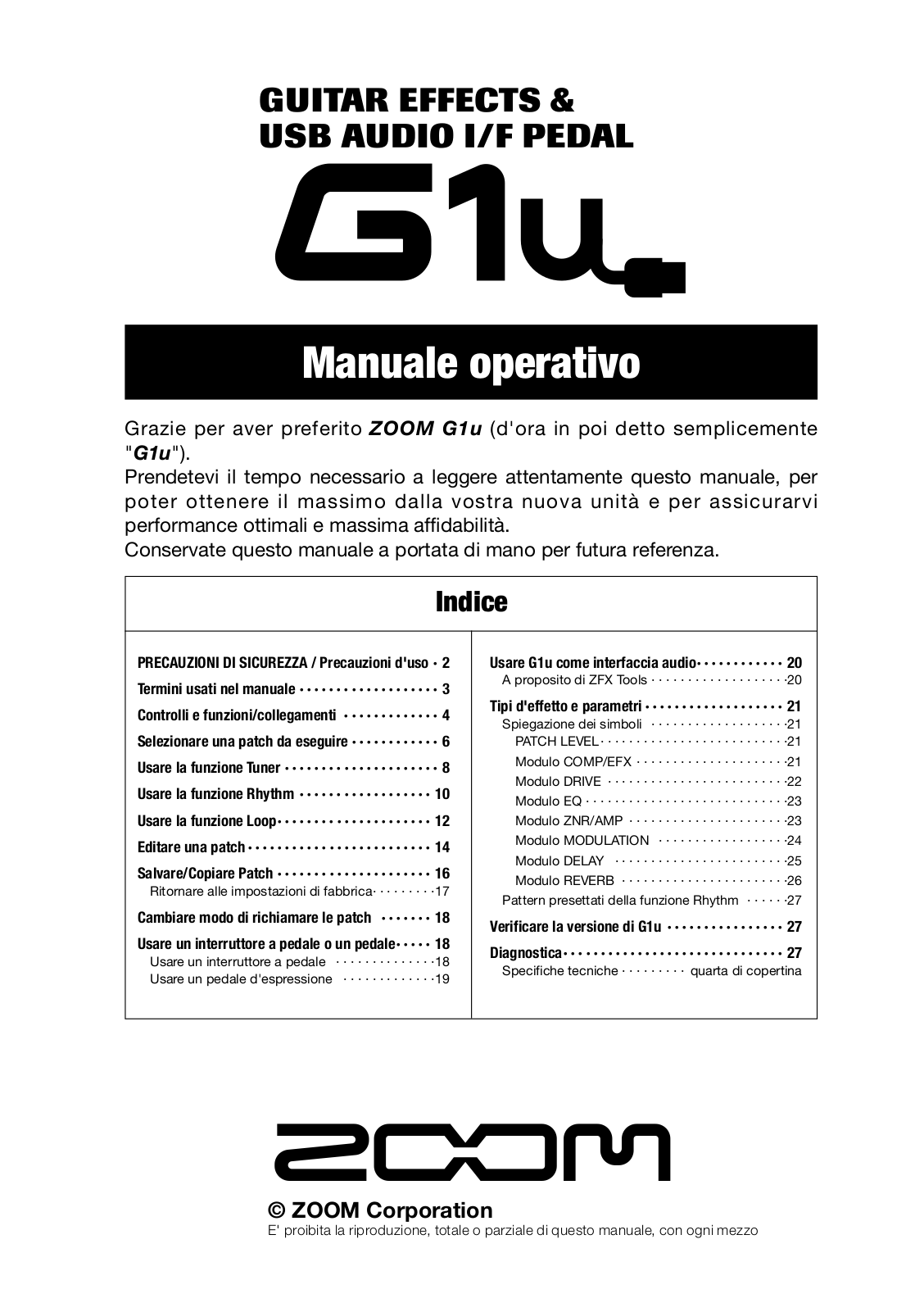 Zoom G1U User Manual