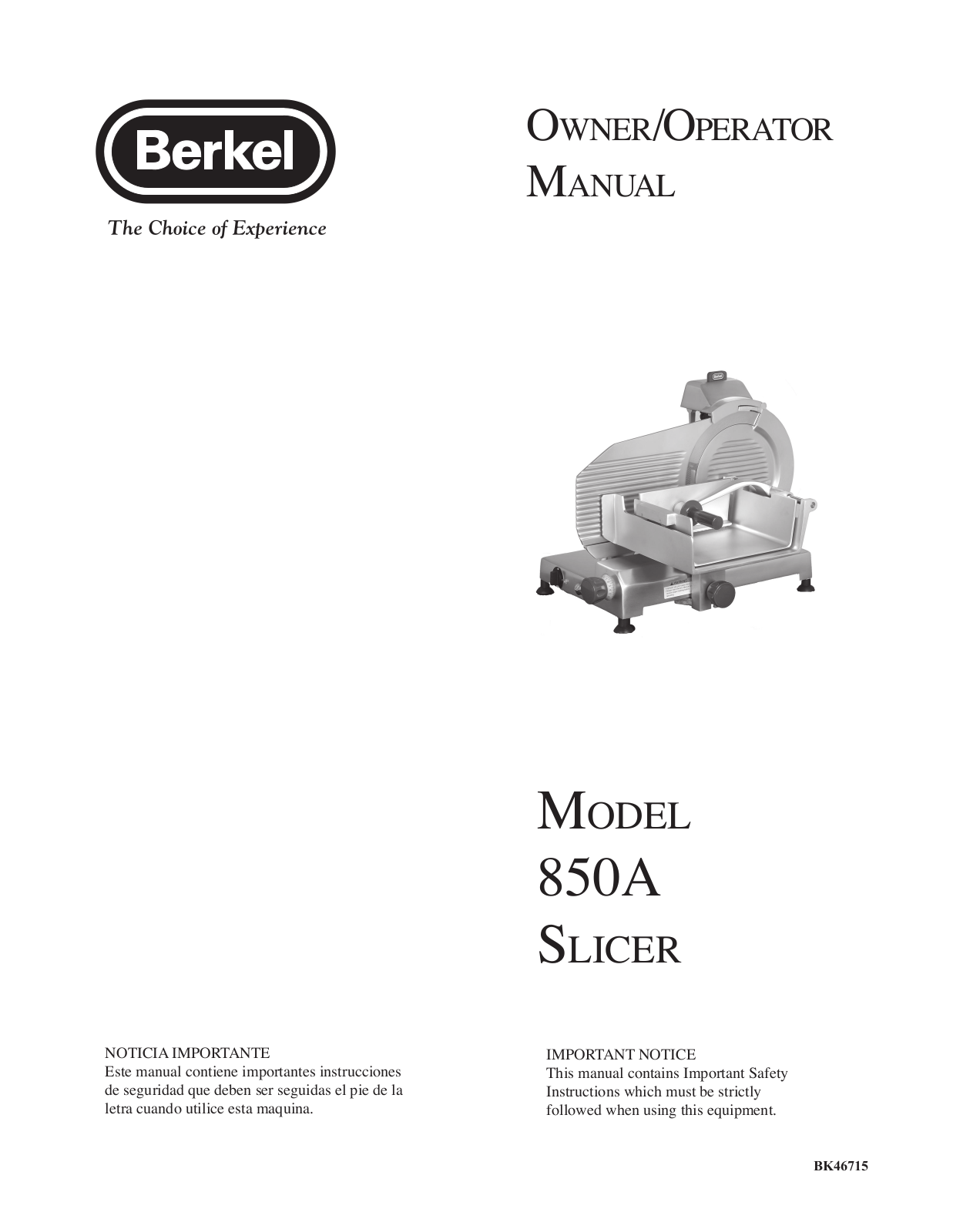 Berkel 850A Installation Manual