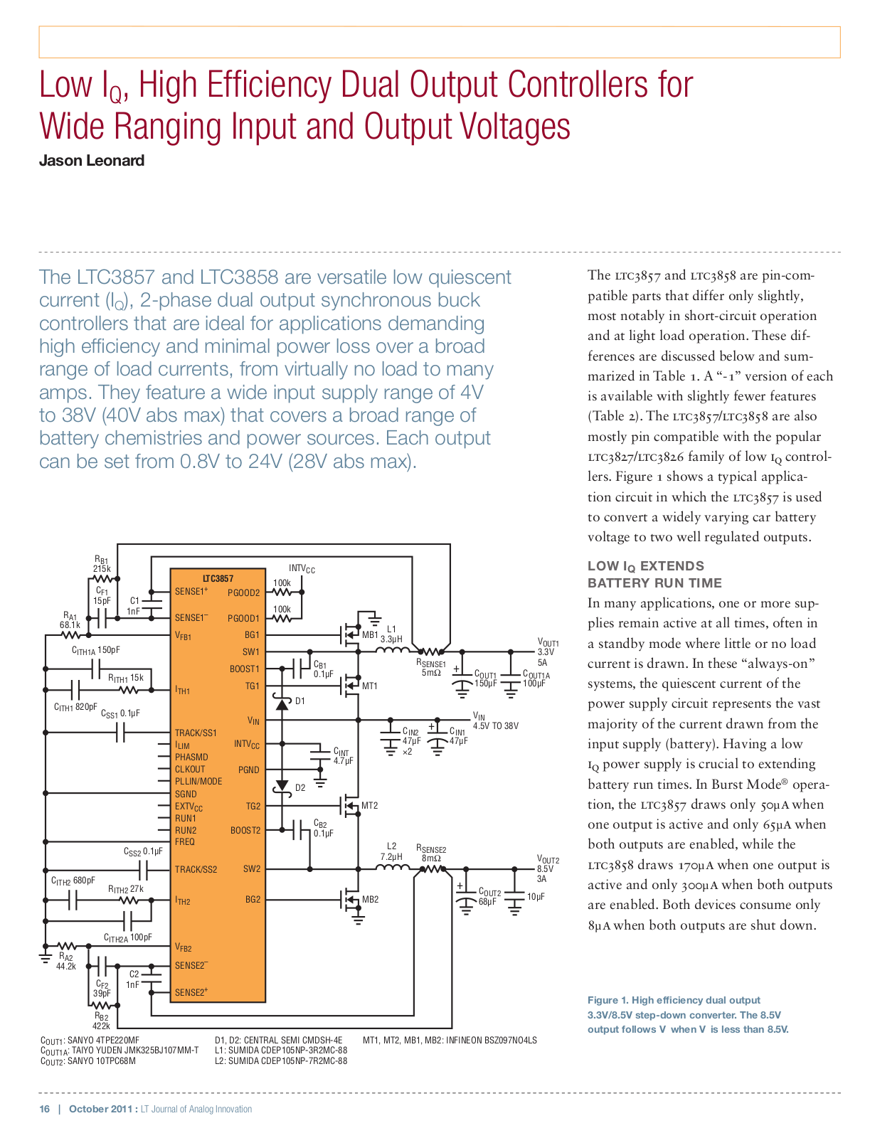 LINEAR TECHNOLOGY LTC3857 Technical data