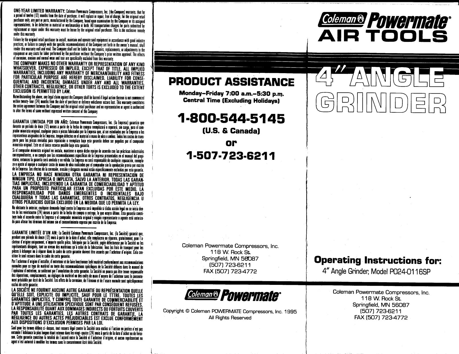 Powermate P024-0116SP User Manual