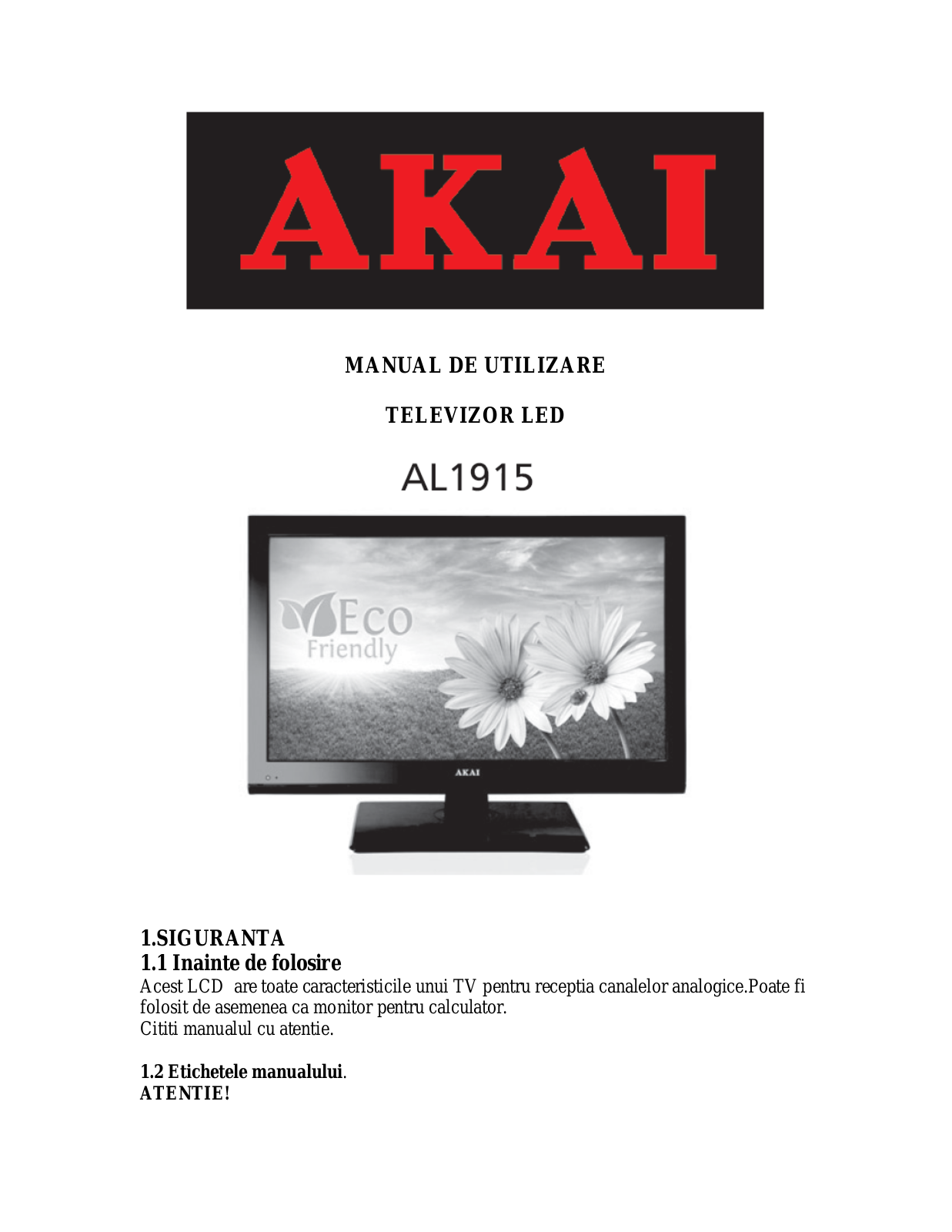 Akai AL1915 User Manual