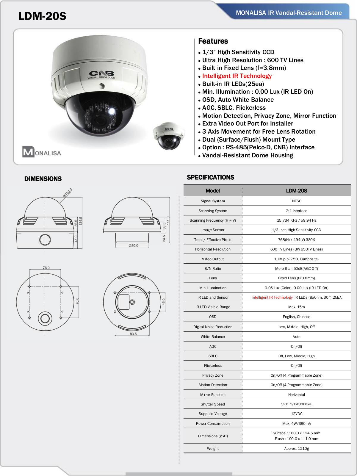 CNB LDM-20S Specsheet