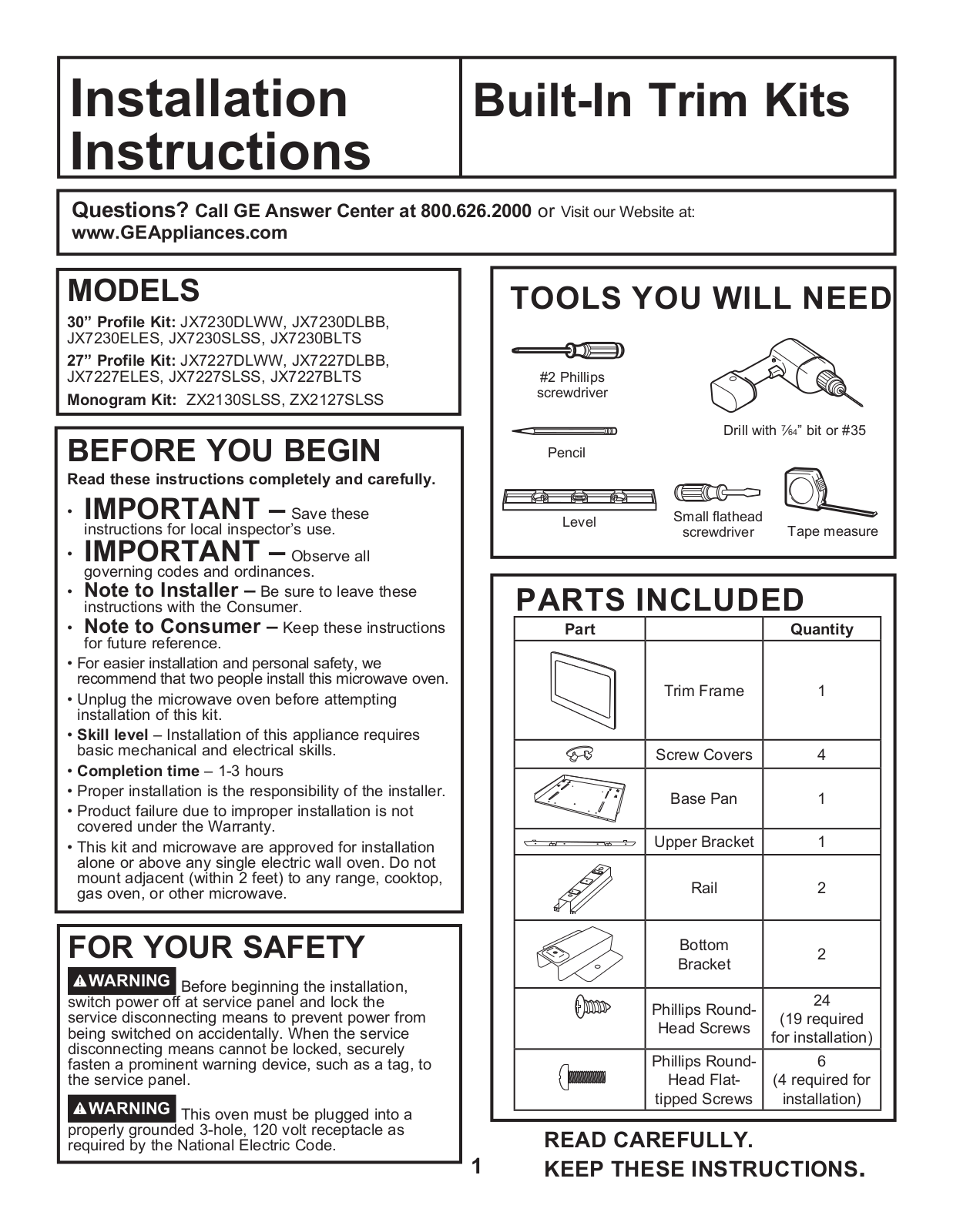 GE Profile PEB7227ANDD Installation Manual