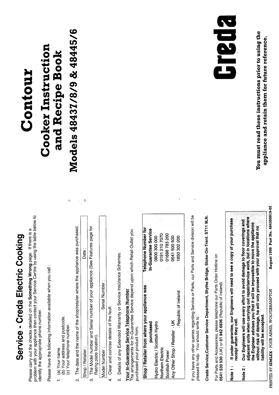 Creda HB48446 User Manual