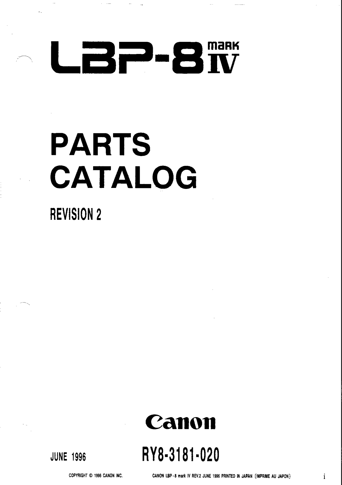 Canon LBP-8iv Parts Catalog