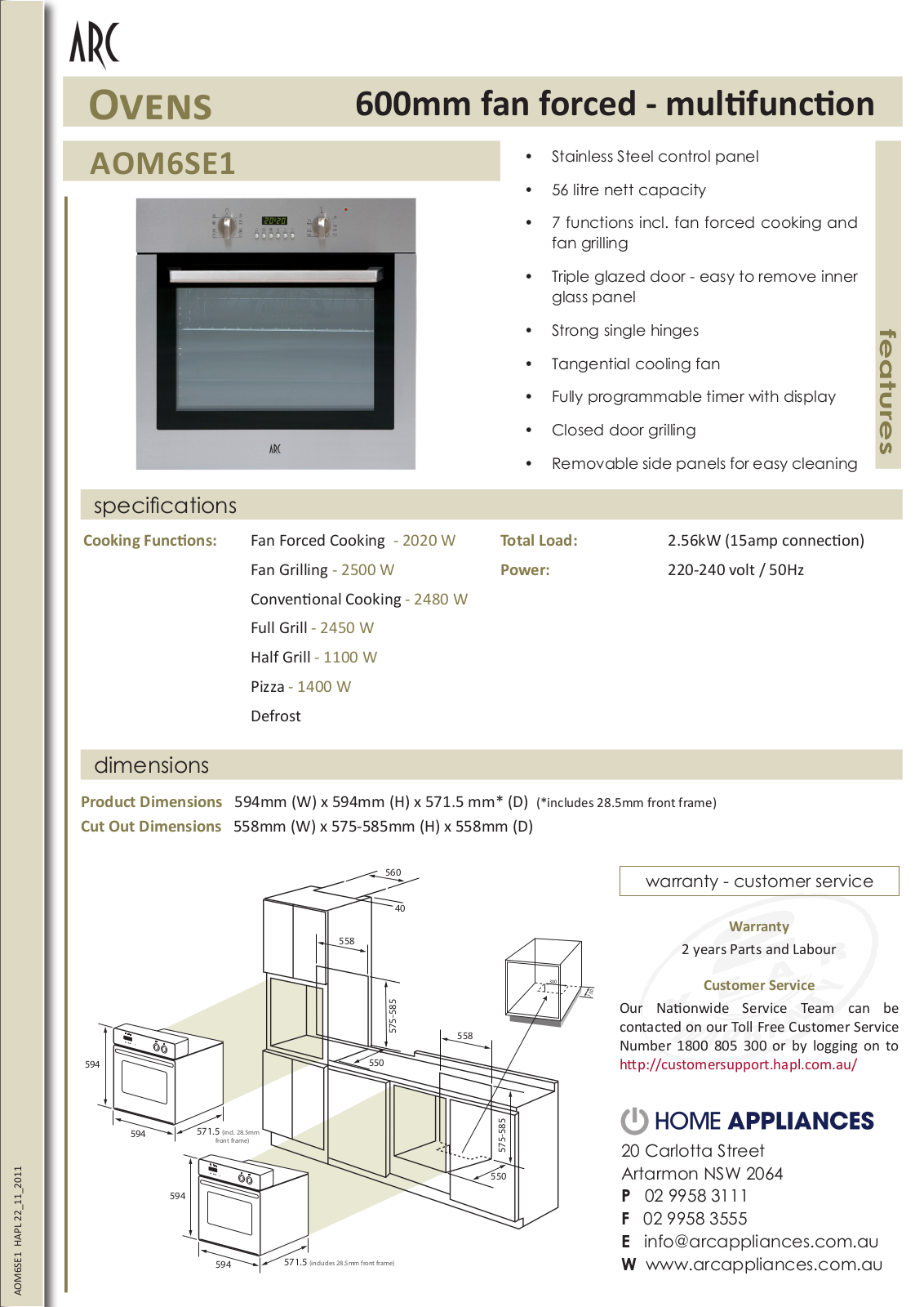 Arc AOM6SE1 User Manual