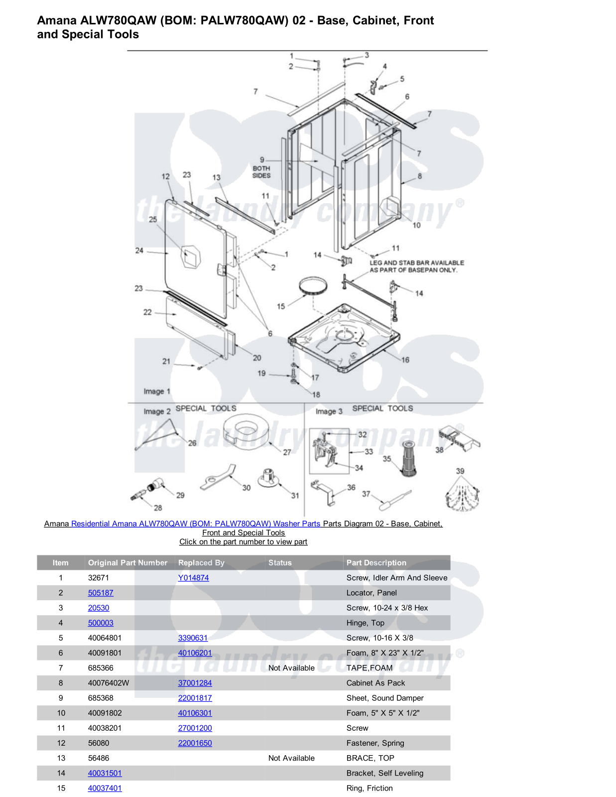 Amana ALW780QAW Parts Diagram