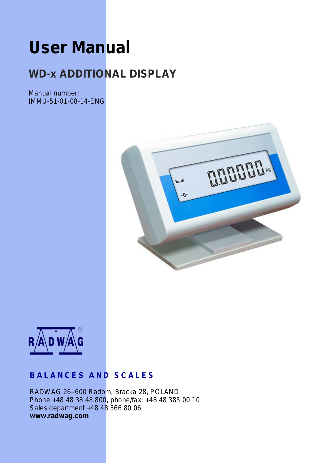 RADWAG WD-5/3Y, WD Series, WD4/4, WD-6 User Manual