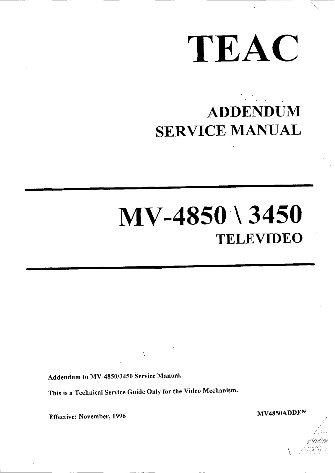 TEAC MV-4850 Service manual