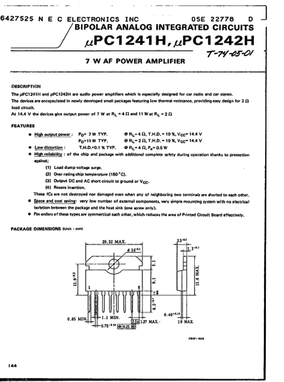Datasheet UPC1241H Specification - ManualMachine.com