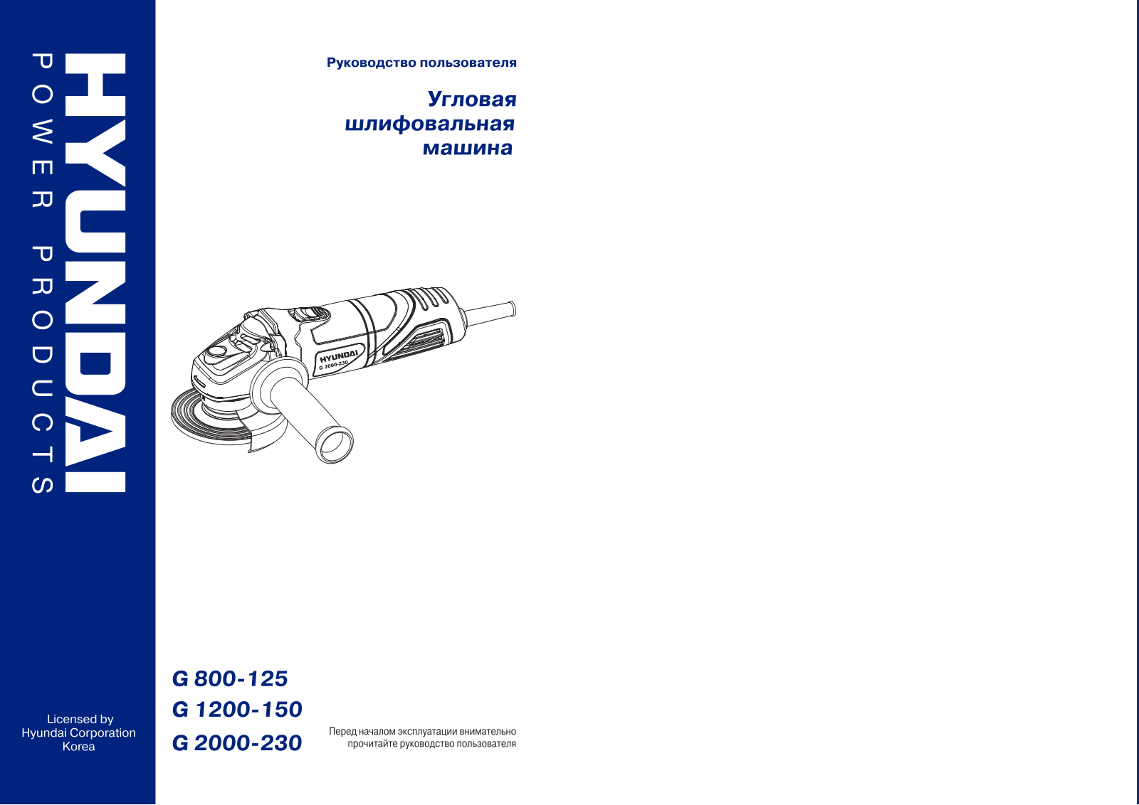 Hyundai G 2000-230, G 800-125 User Manual