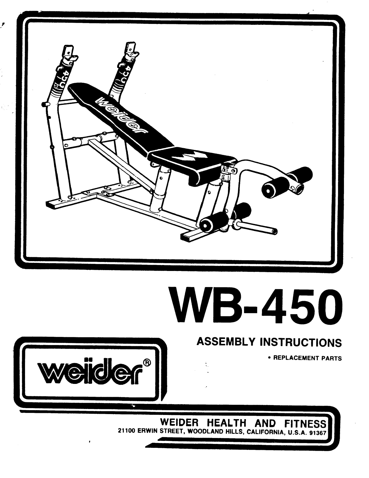 Weider WB-450 Owner's Manual