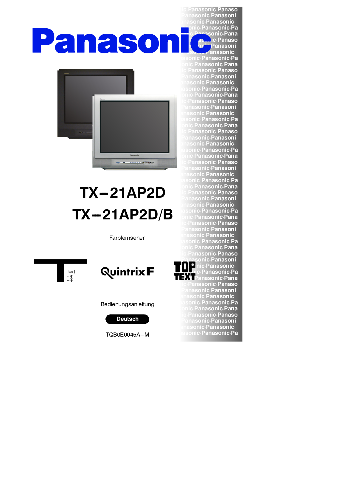 PANASONIC TX-21AP2DB, TX-21AP2D User Manual