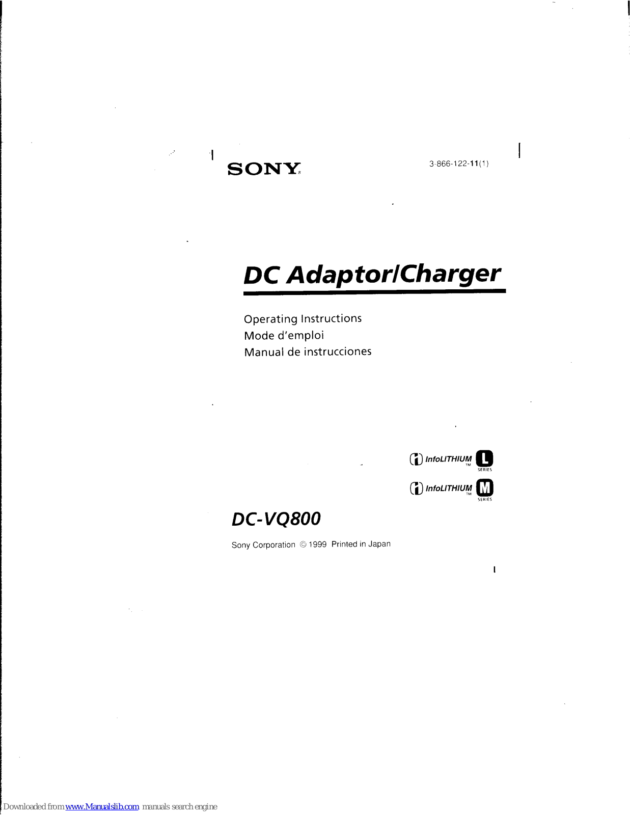 Sony DC-VQ800 Primary Operating Instructions Manual