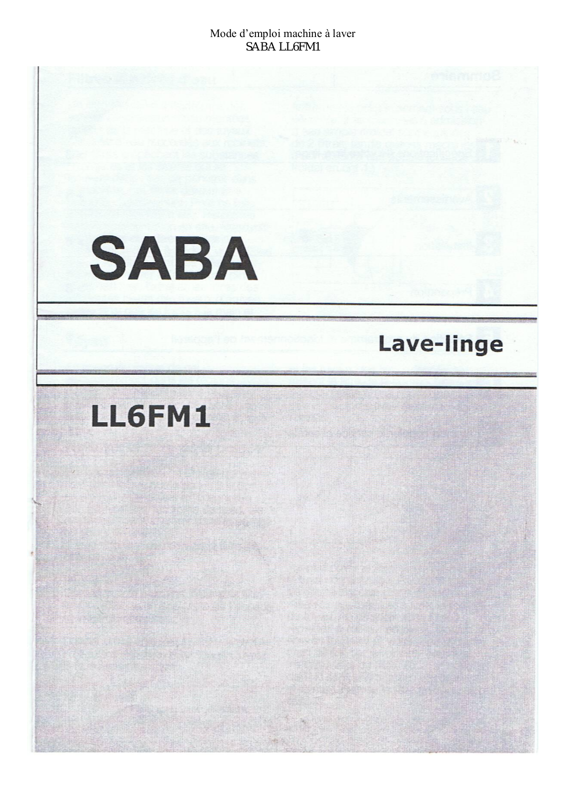 SABA LL6FM1 User Manual