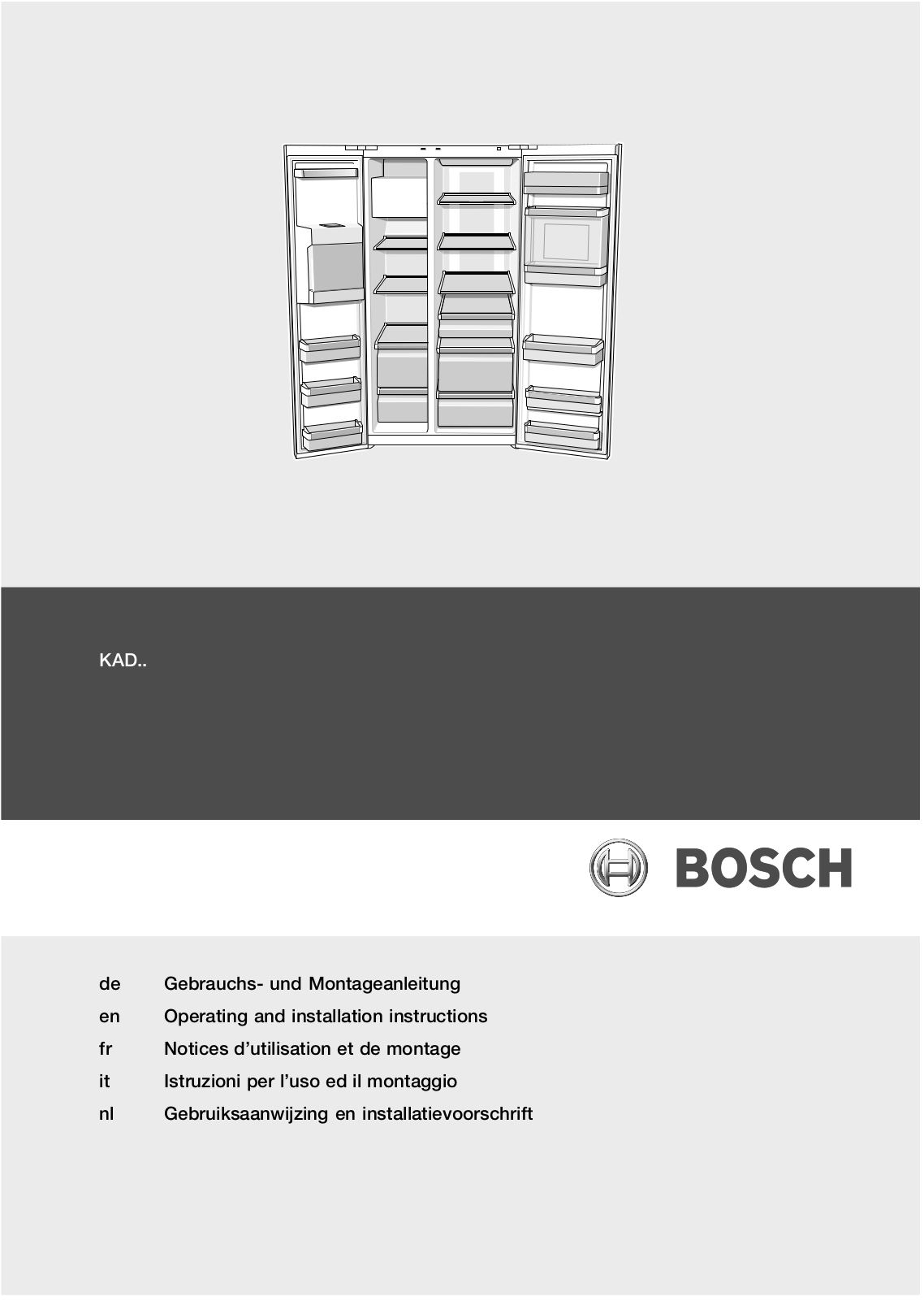 BOSCH KAD62V00, KAD62V40GB, KAD62V50GB, KAD62P91, KAD63A70 User Manual