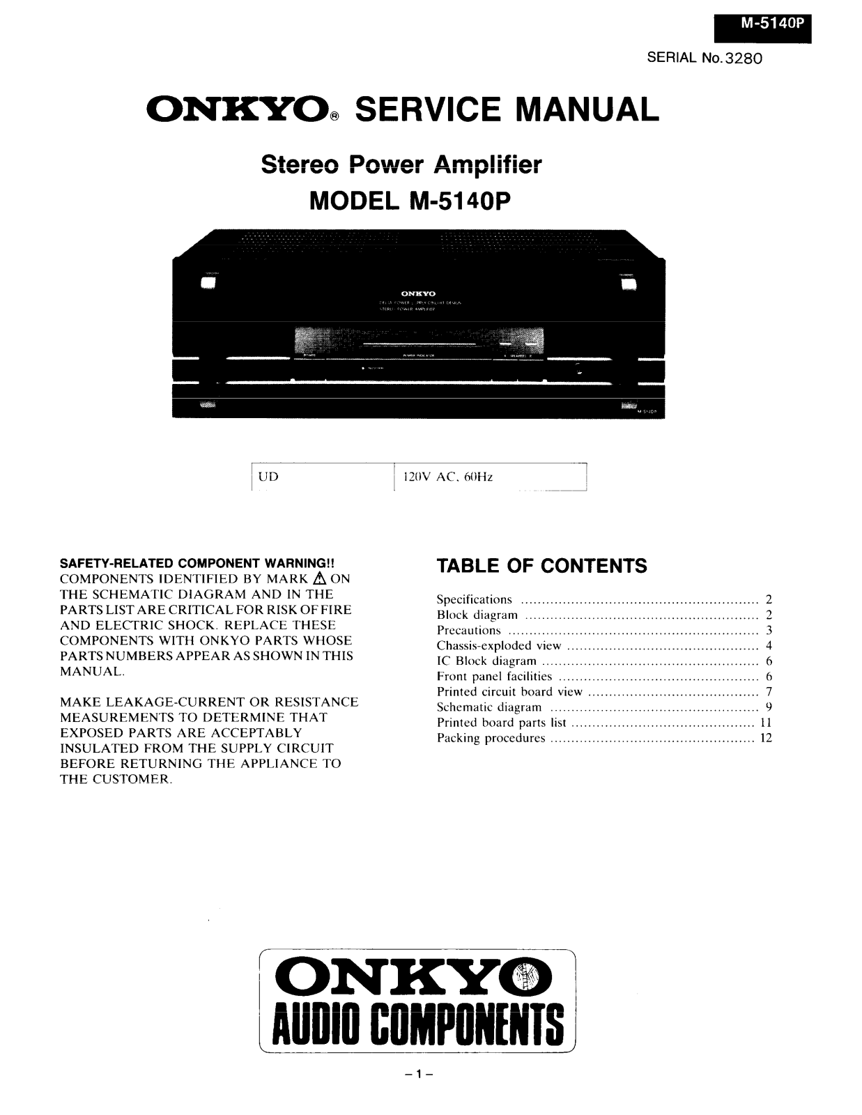 Onkyo M-5140-P Service manual