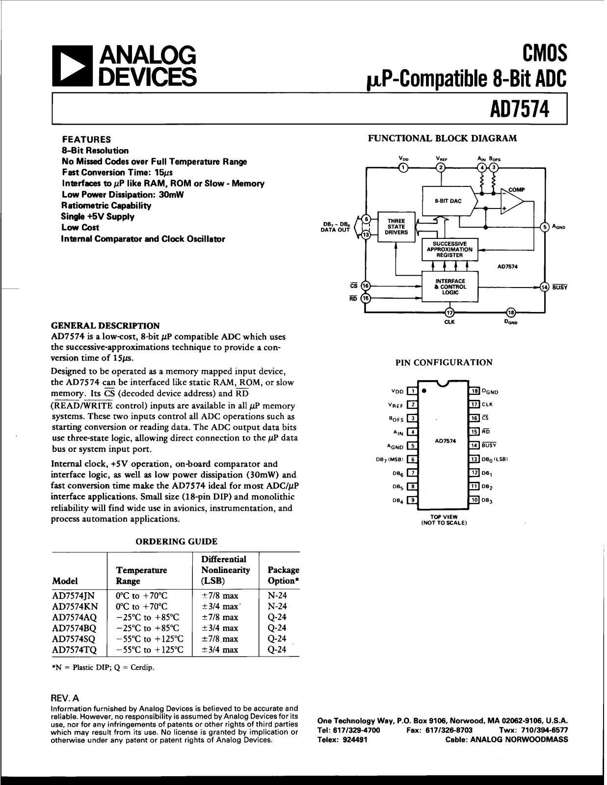 Analog Devices AD7574 Datasheet