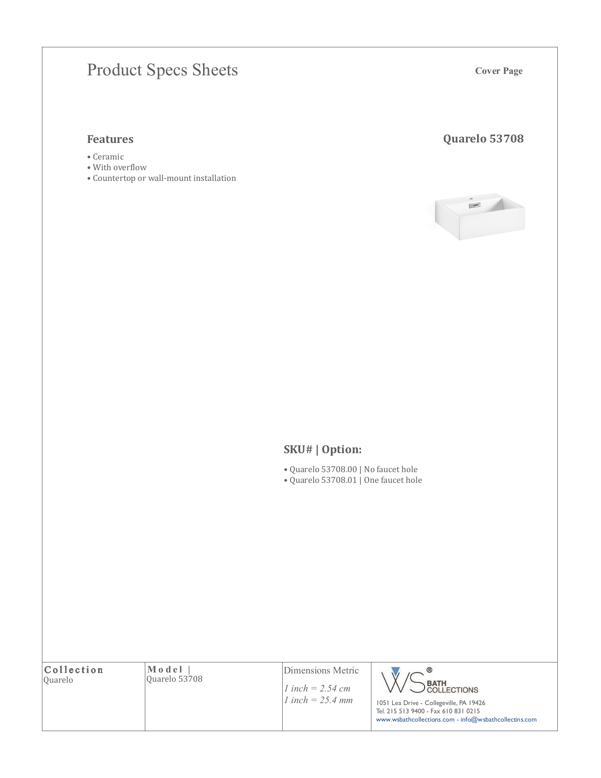 WS Bath Collections WSO1264 Specifications - ManualMachine.com