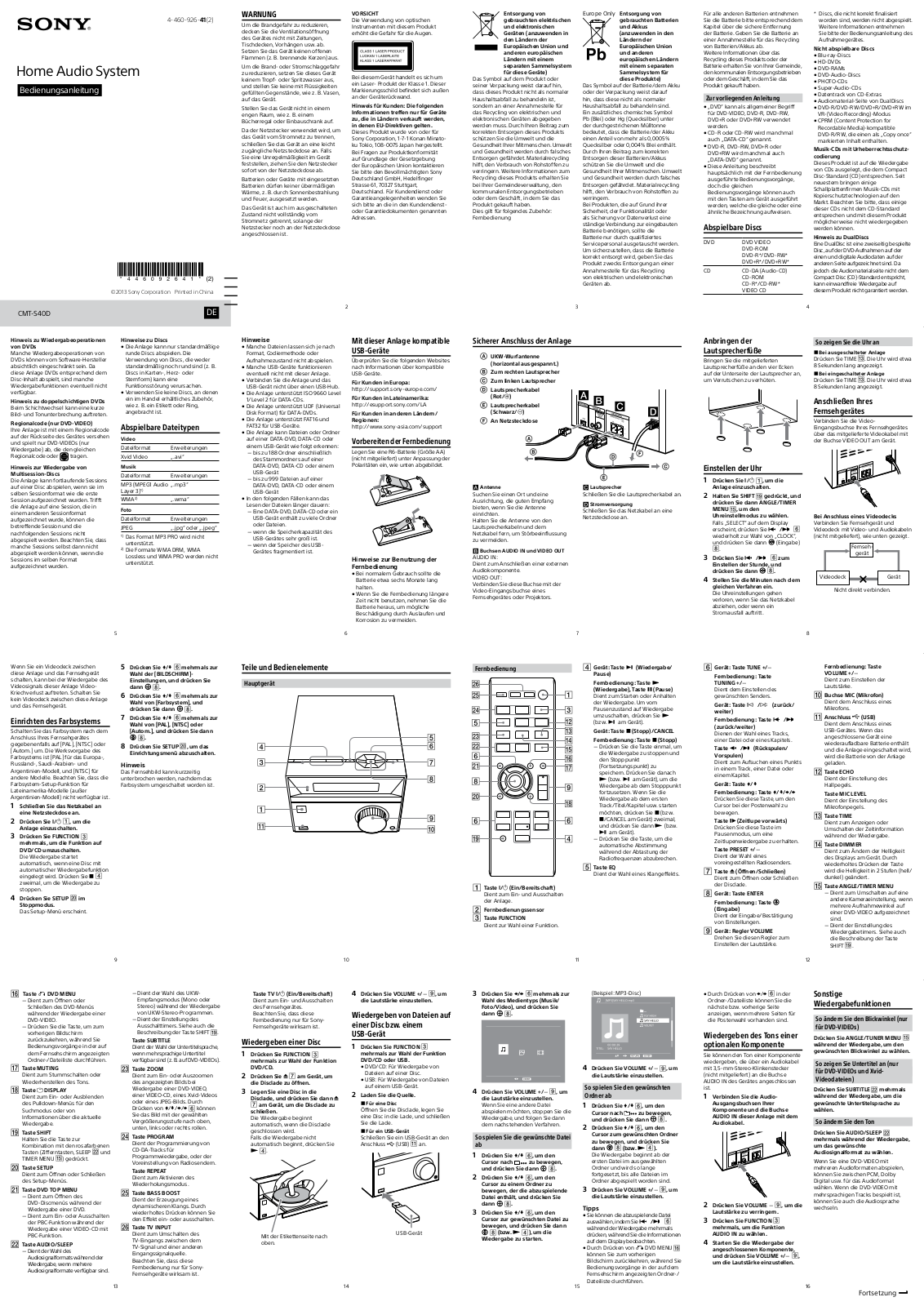 Sony CMT-S40D User guide