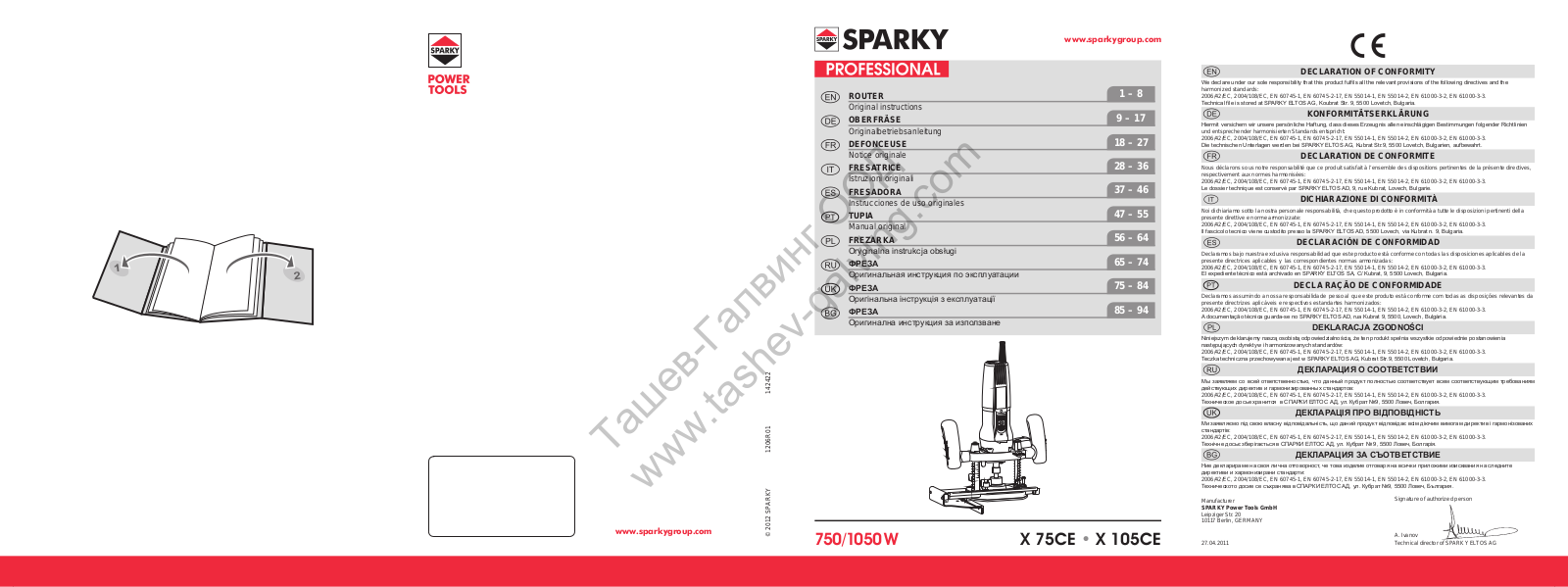 Sparky Group X 75CE, X 105CE Original Instructions Manual