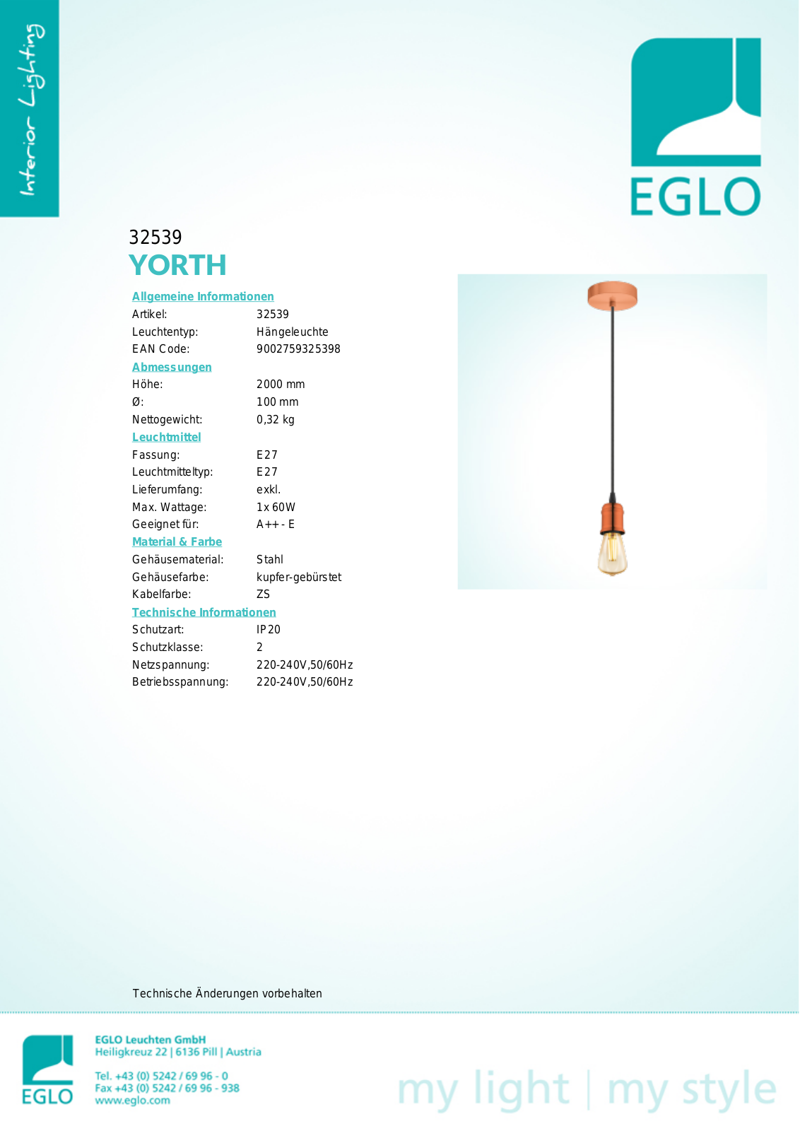 Eglo 32539 Service Manual