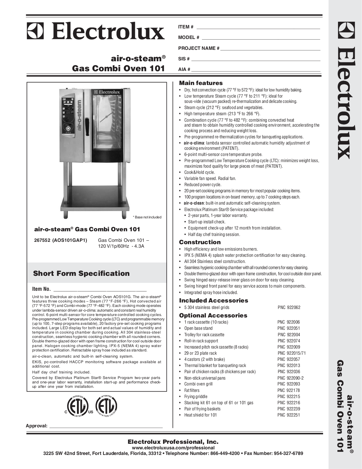 Electrolux AOS101GAP1 User Manual