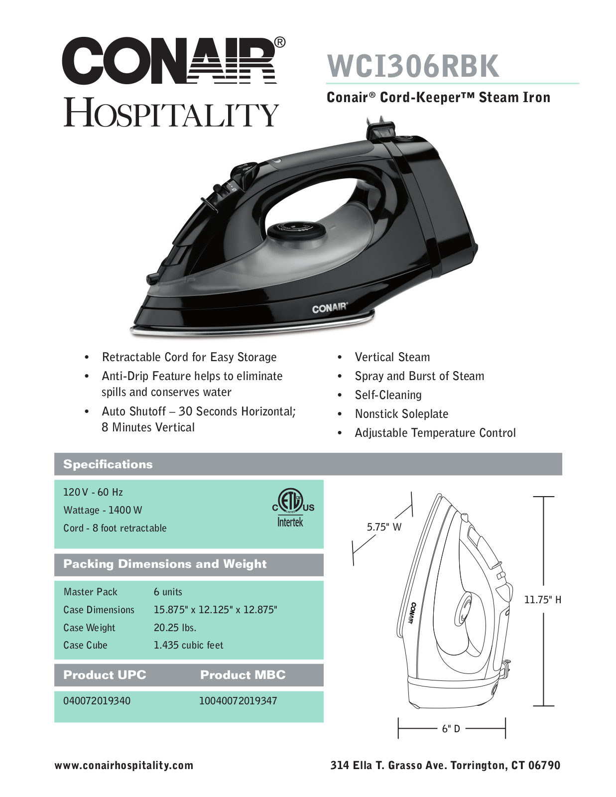 Waring WCI306RBK User Manual