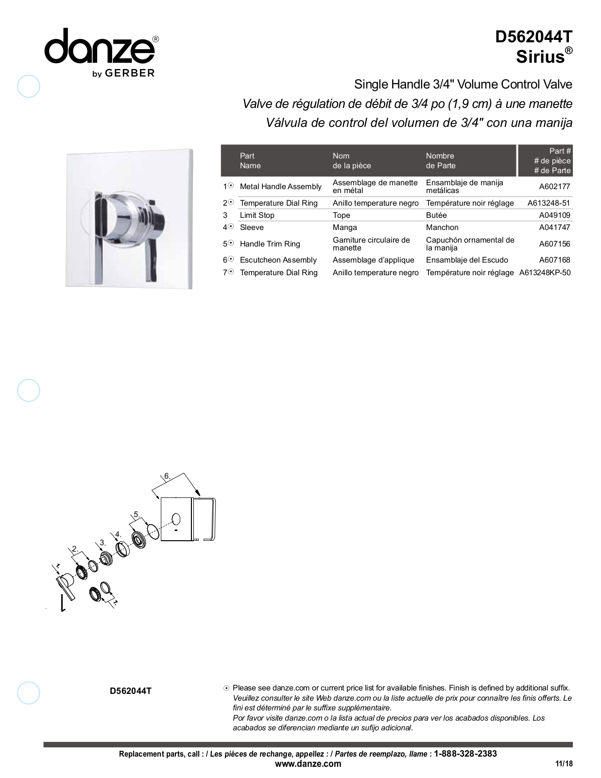 Gerber D562044T, D562044BNT Part List