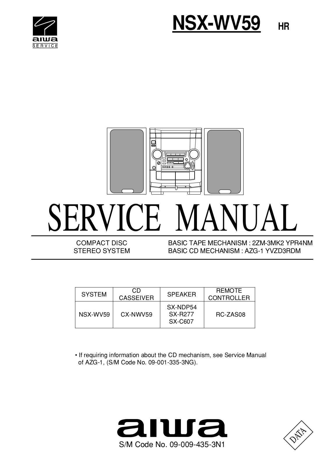 Aiwa NSXWV-59 Service manual