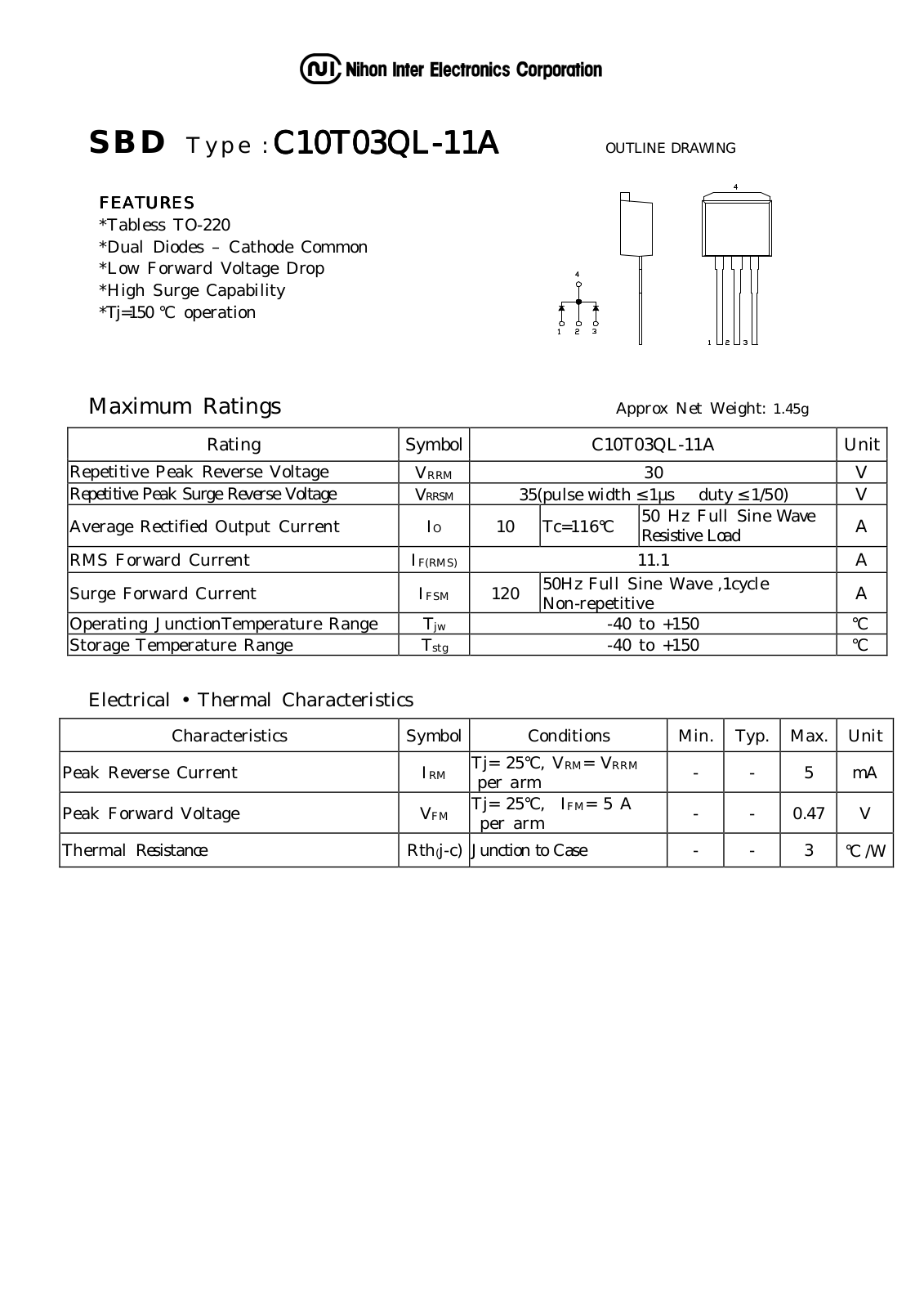 Datasheet C10T03QL-11A Datasheet (NIHON) - ManualMachine.com