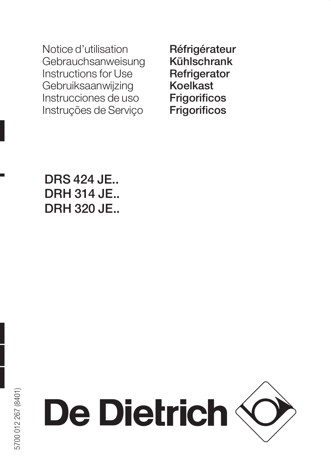 DE DIETRICH DRH314 User Manual