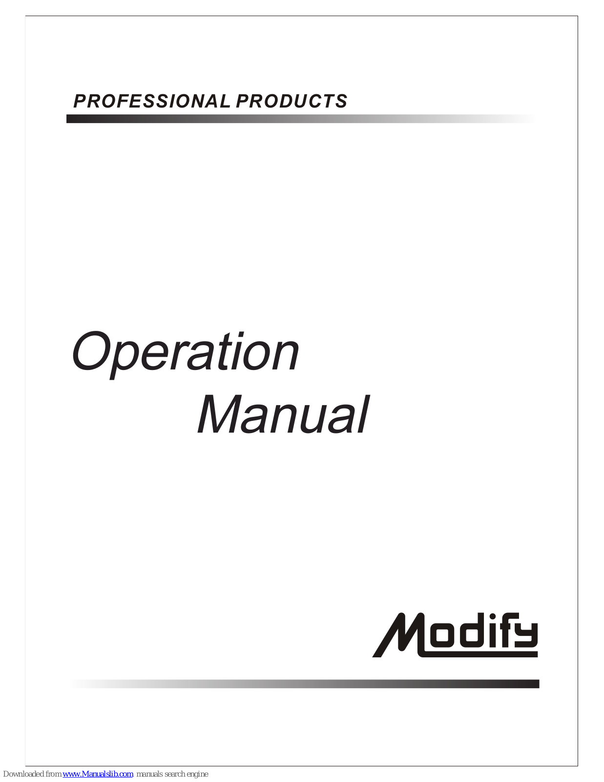 Modify 215, 231, 1231, 223, 223XL-234 Operation Manual