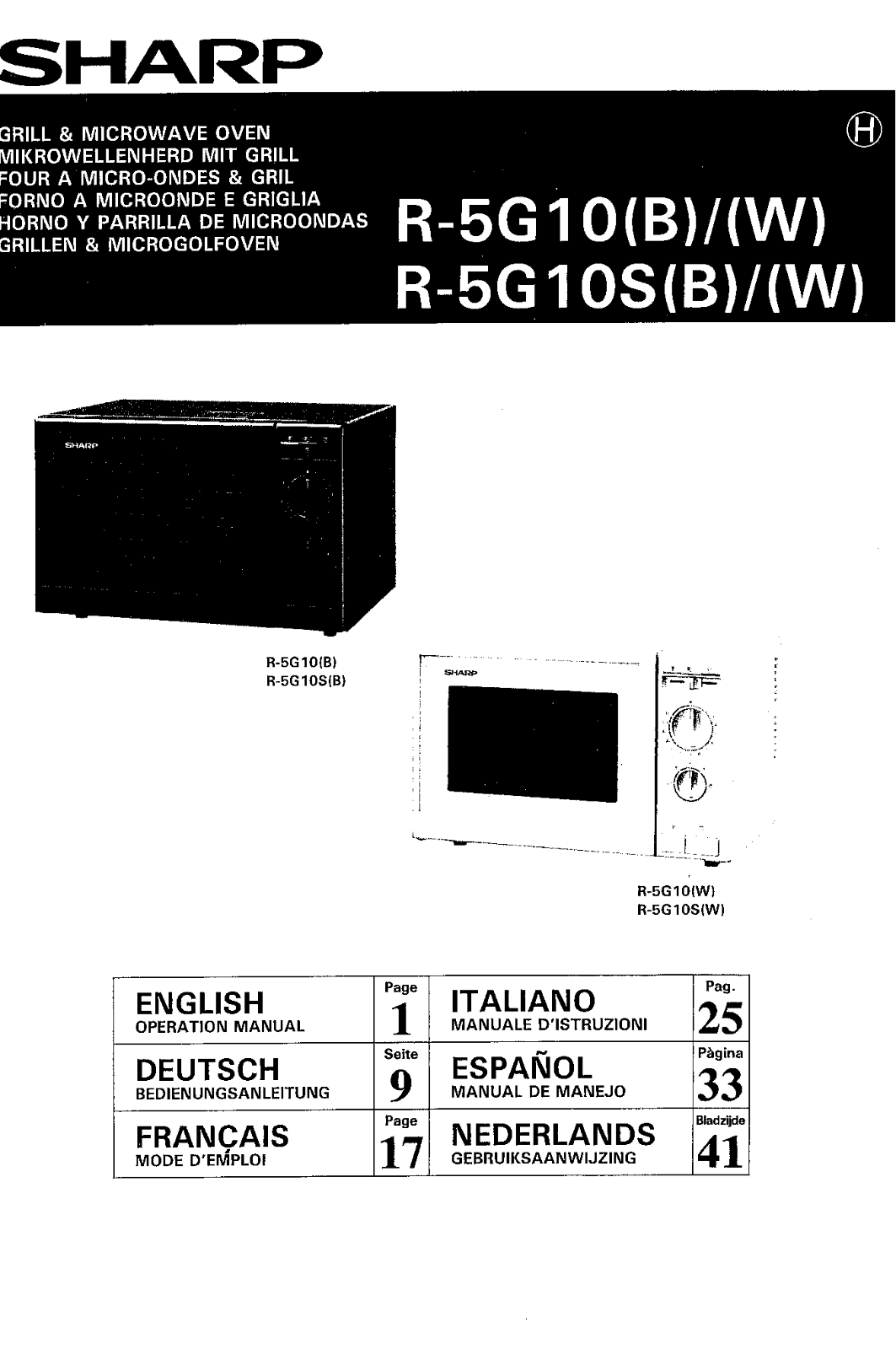 Sharp R-5G10, R-5G10S User Manual