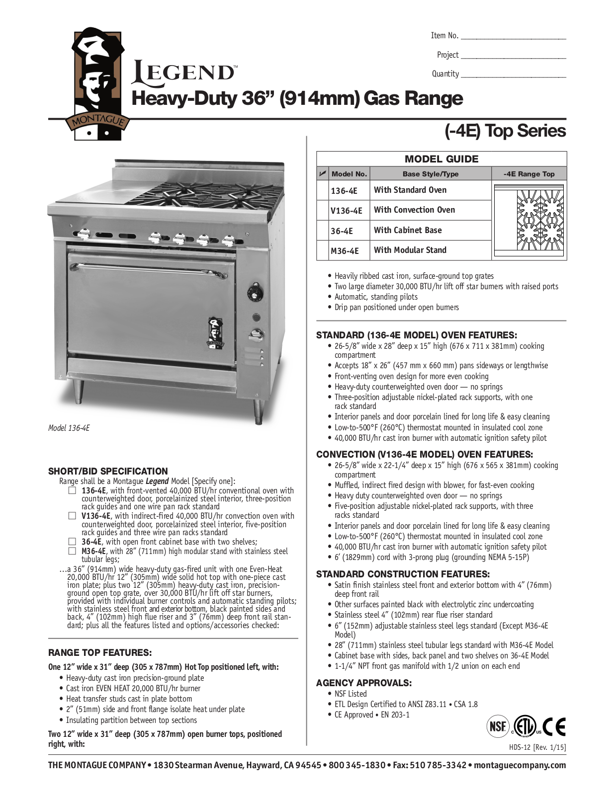 Montague 136-4E User Manual