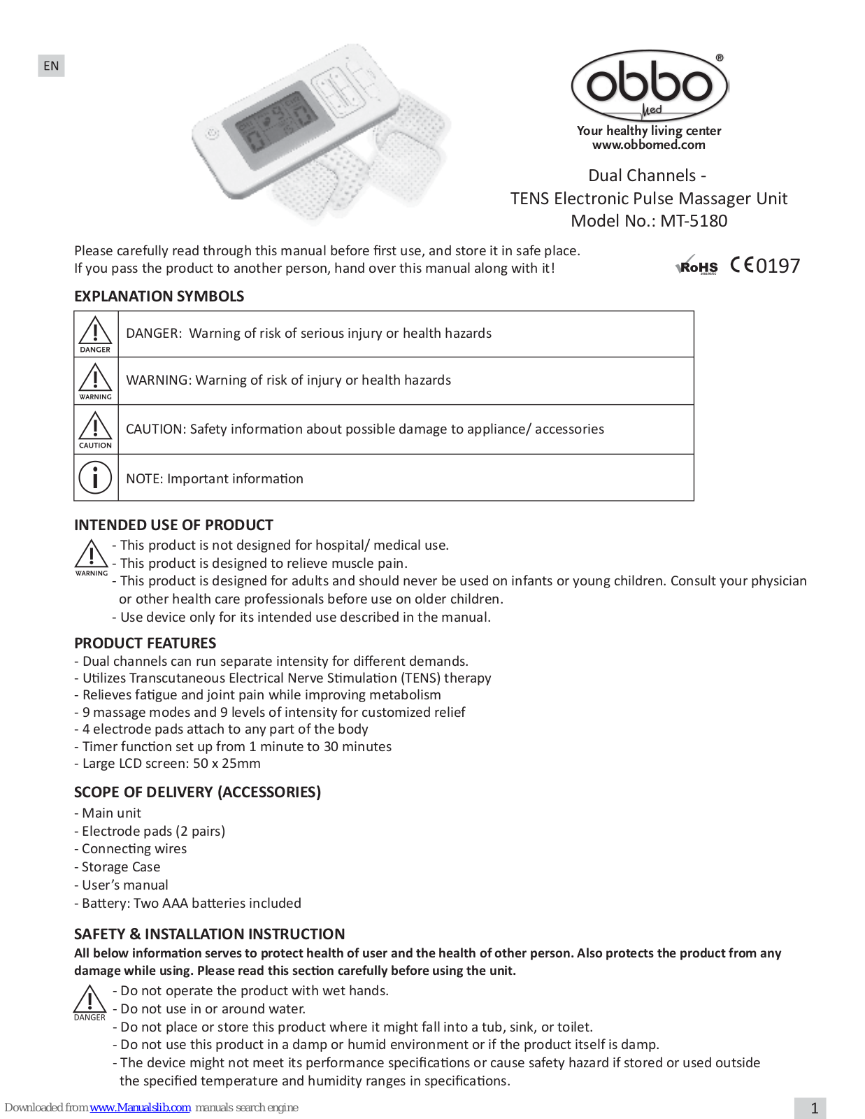 ObboMed MT-5180 User Manual