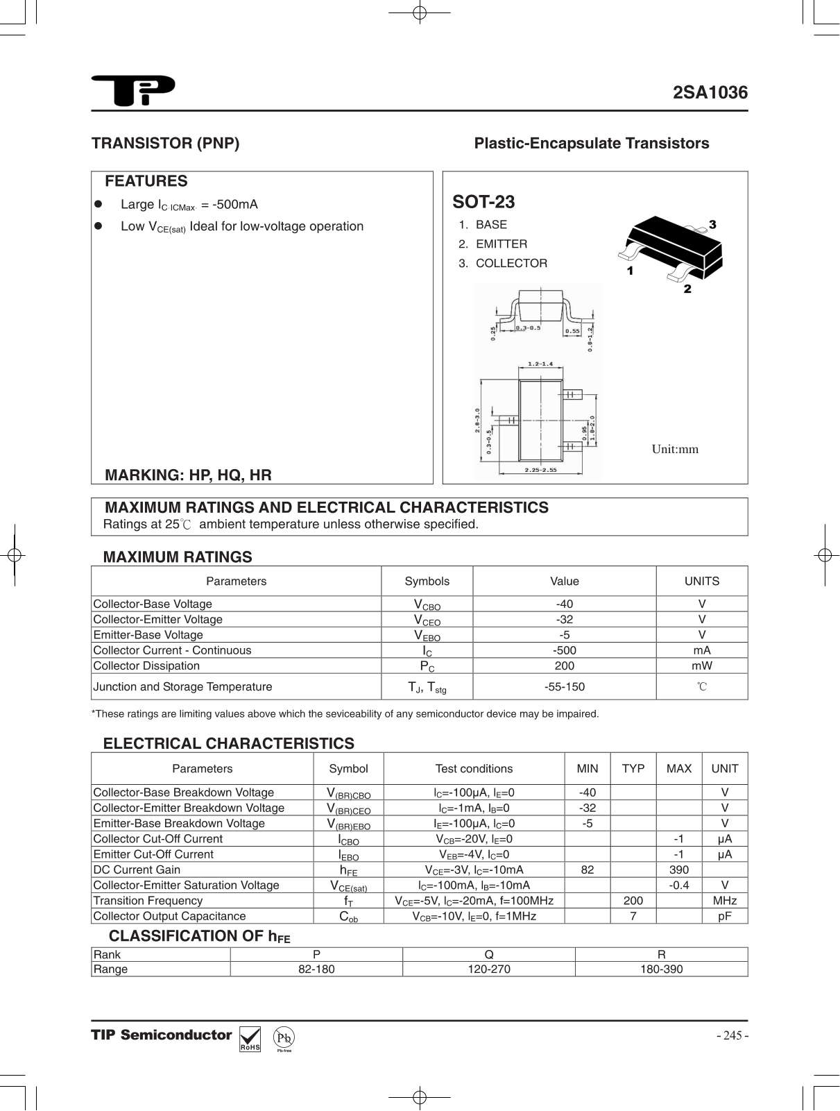 TIP 2SA1036 Schematic