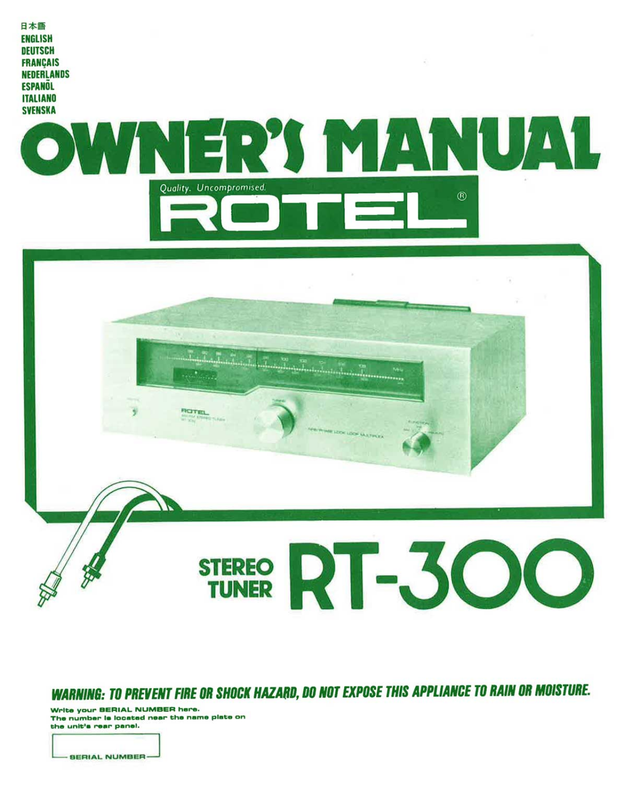 Rotel TR-300 Owners manual