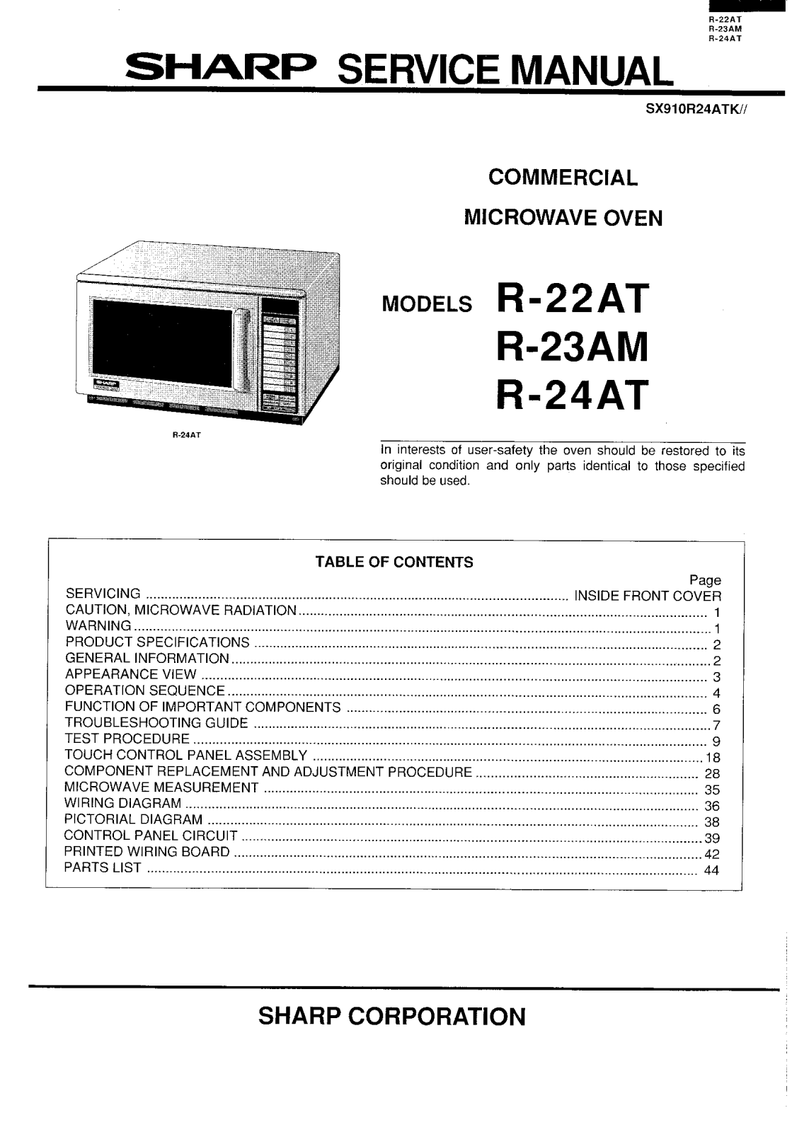 Sharp R22-001 Schematic