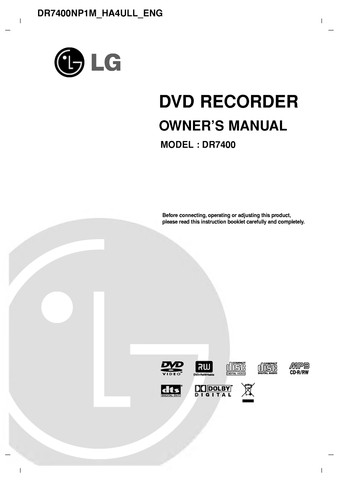 LG DR7400NP1M Owner’s Manual