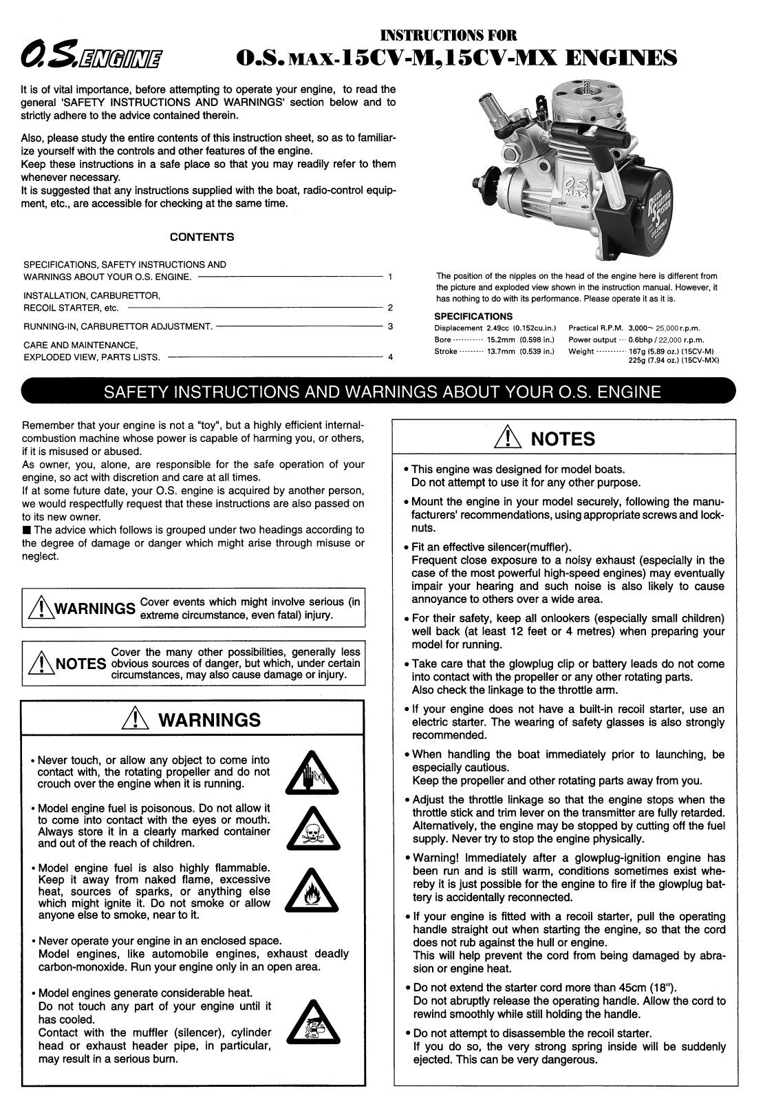 O.S. Engines 15CV-MX User Manual