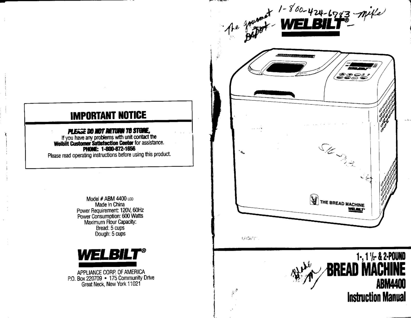 Welbilt ABM4400 Instruction Manual