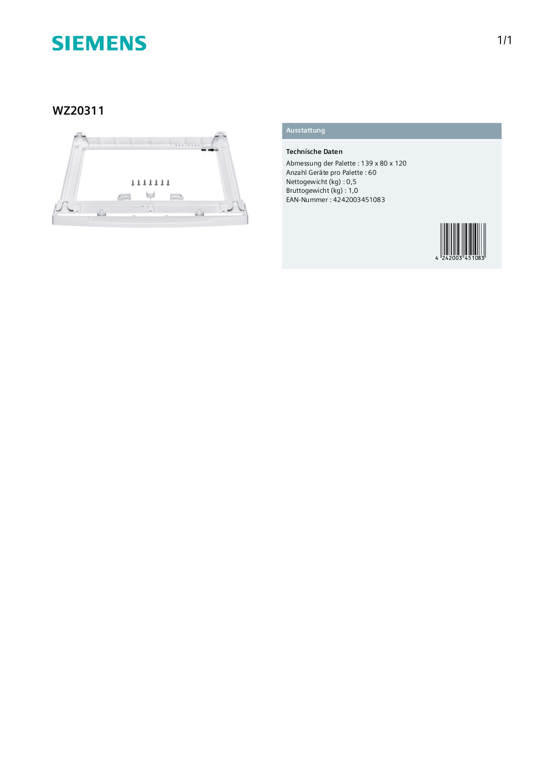 Siemens WZ20311 User Manual